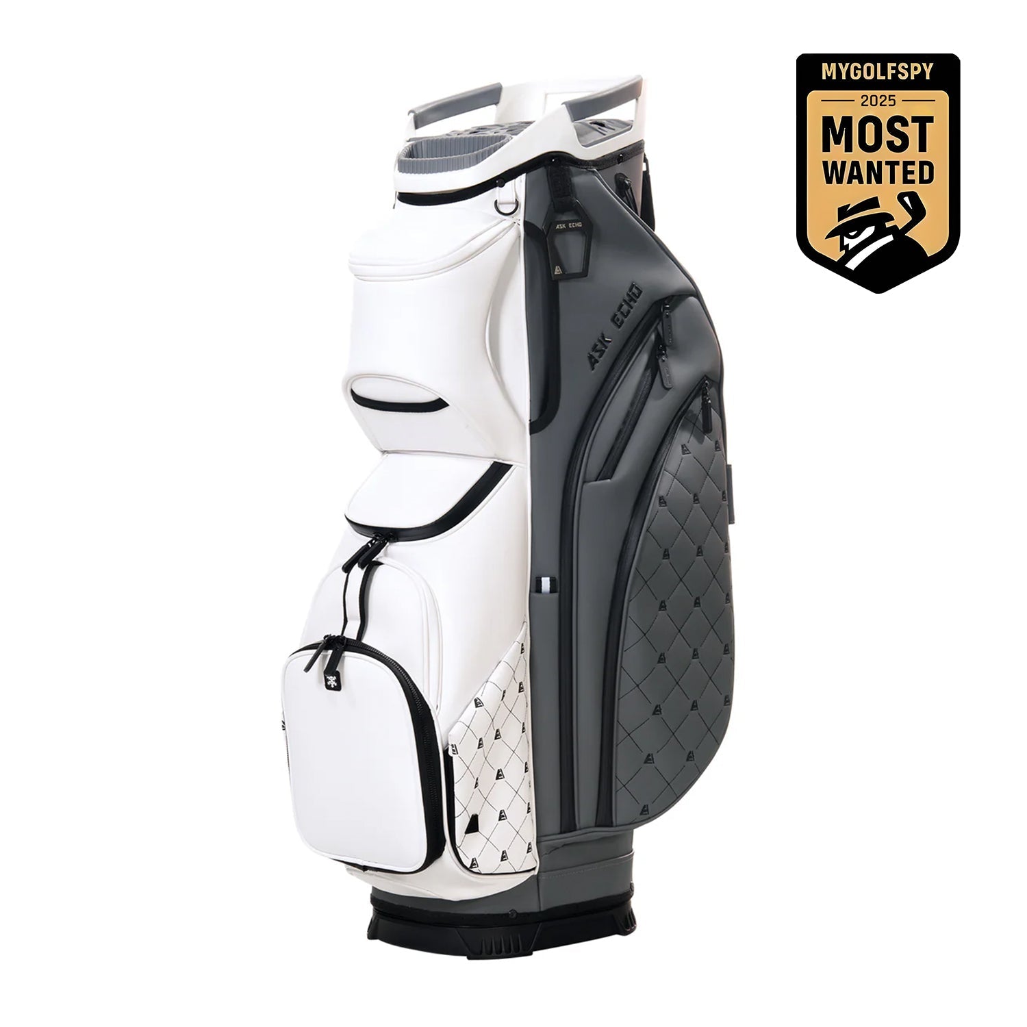Ask Echo 2025 SLC-130LE Luxury 15 Way Full Length Dividers Golf Quiet Synthetic Leather Cart Bag / GreyWhite