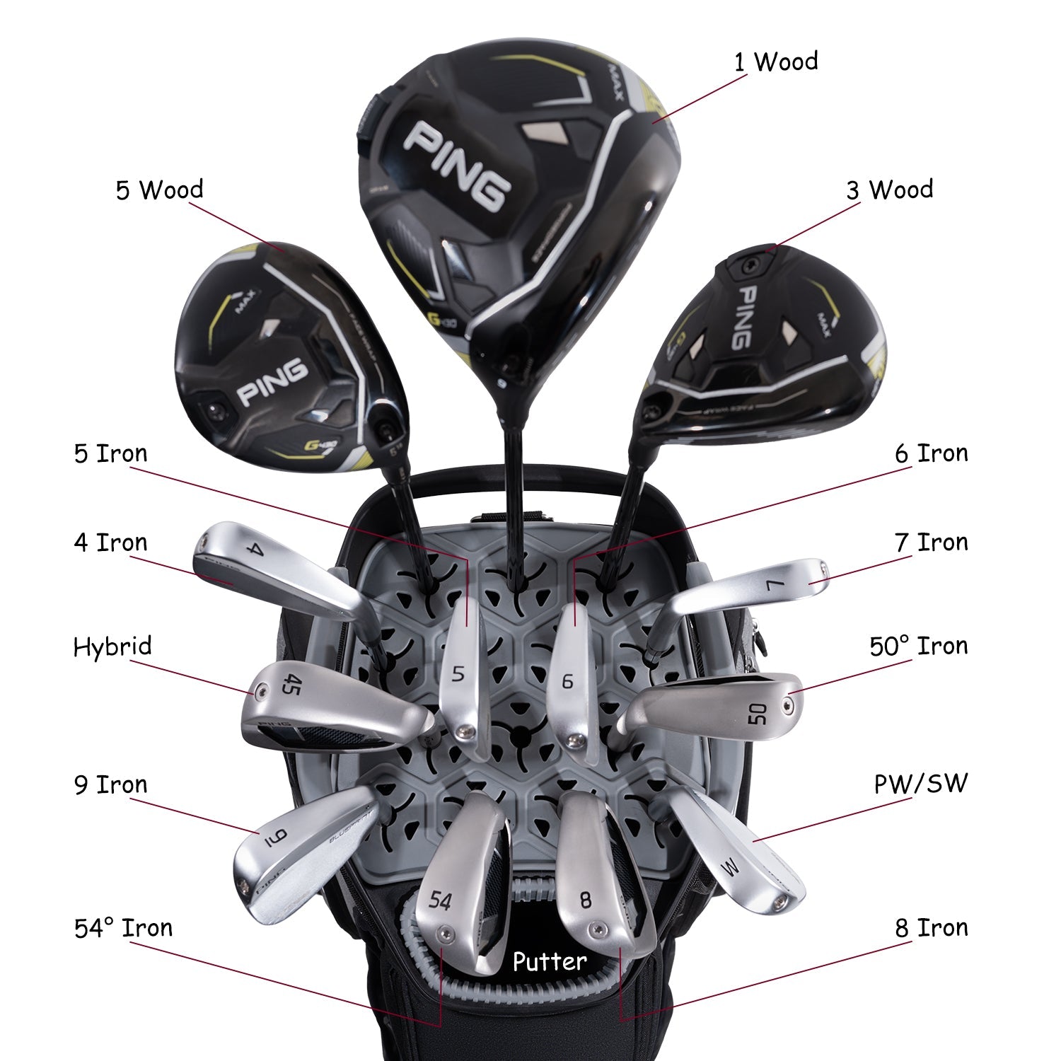 Ask Echo 2024 SLC-130 15 Way Full Length Dividers Golf Soundless Cart Bag / Black