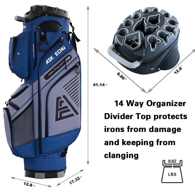 Ask Echo 2024 T-LOCK 14 Way Organizer Dividers Golf Soundless Cart Bag / NavyGrey
