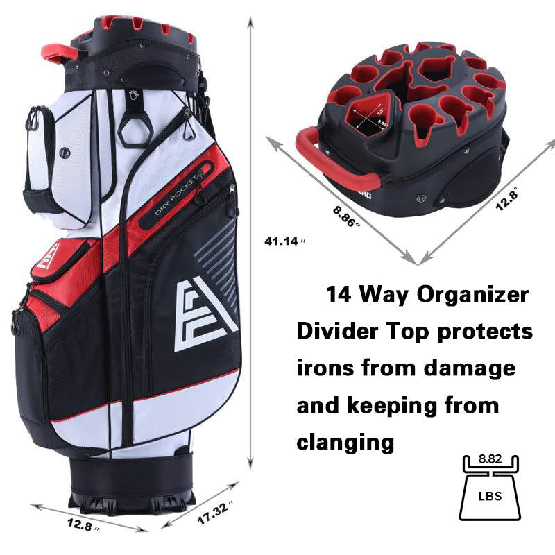 ASK ECHO T-LOCK 14 Way Organizer Dividers Golf Soundless Cart Bag / White