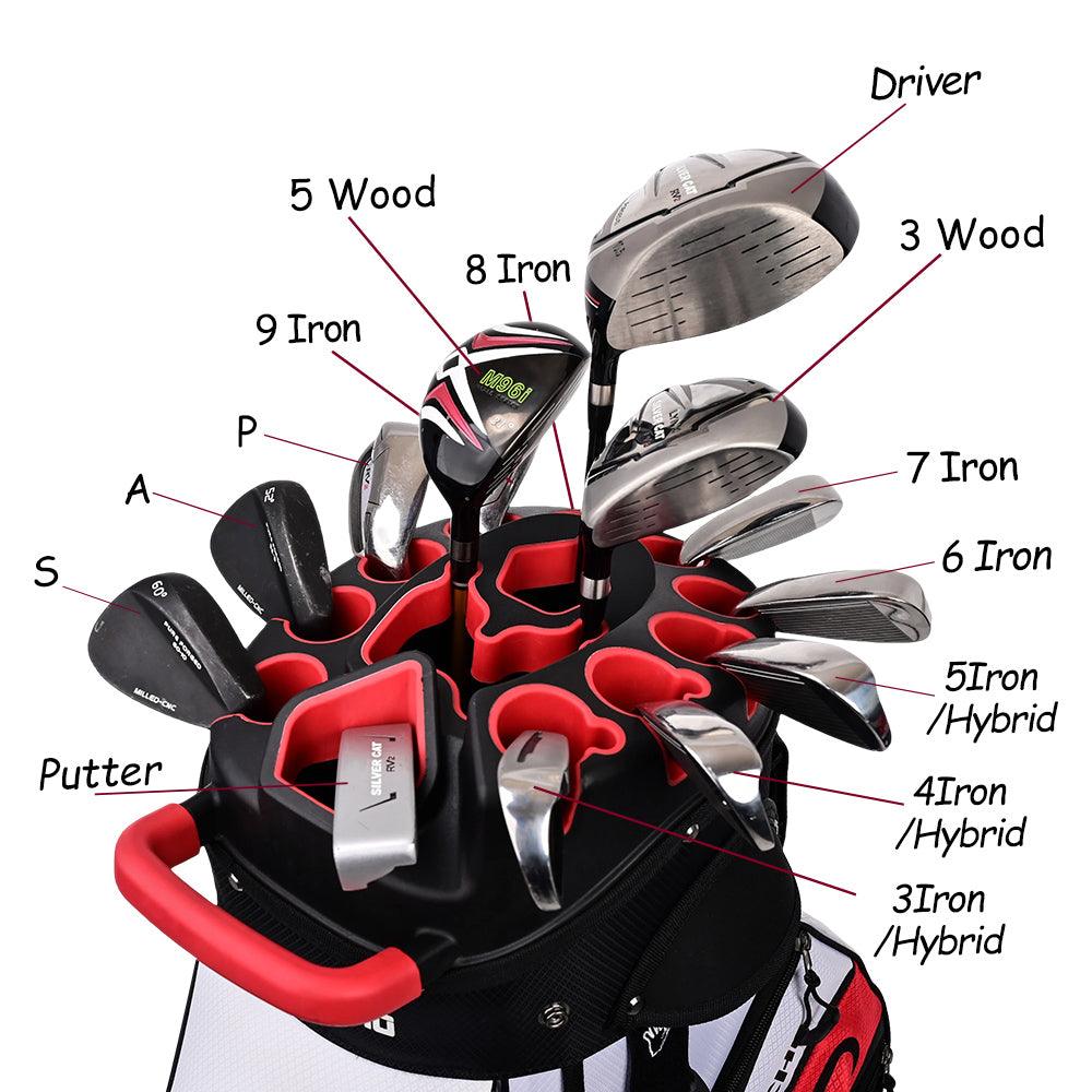 ASK ECHO T-LOCK 14 Way Organizer Dividers Golf Soundless Cart Bag / White